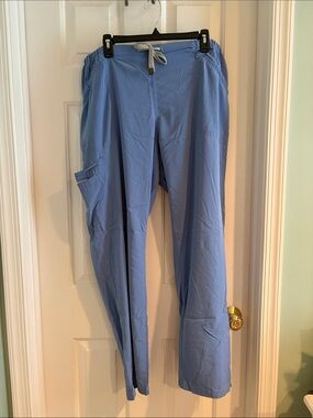 Women's Ceil Blue Cargo Scrub Pants with Drawstring Waist- XL